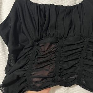 Princess Polly Women's Black Mesh Crop Top Size 8 Party Tank